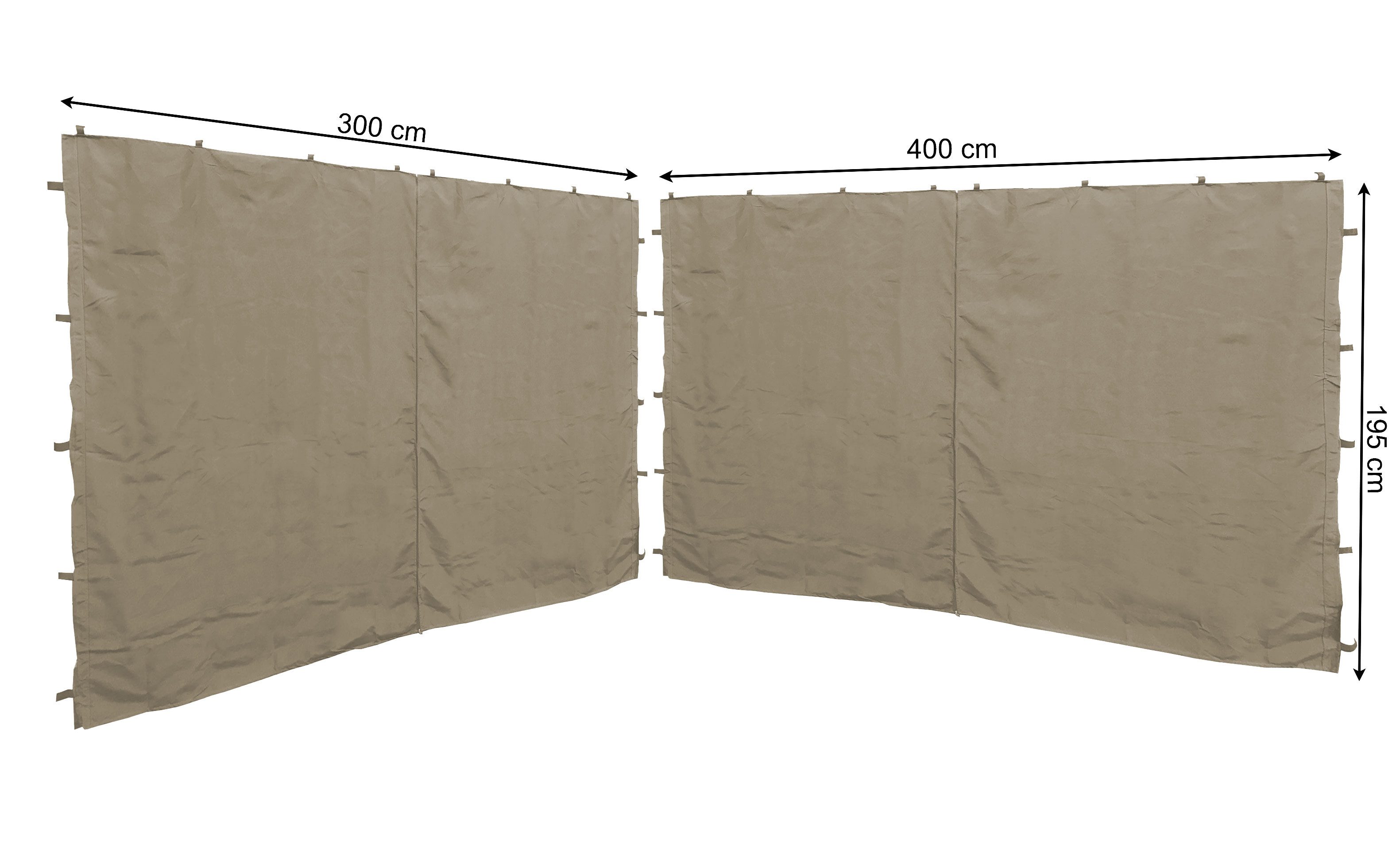 Quick Star Pavillonseitenteil 2 Seitenteile mit RV für Pavillons 3x3m